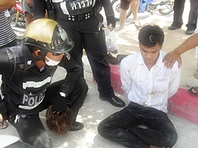 Police arrest Marut Yuwapan for burglary after local residents managed to detain him.